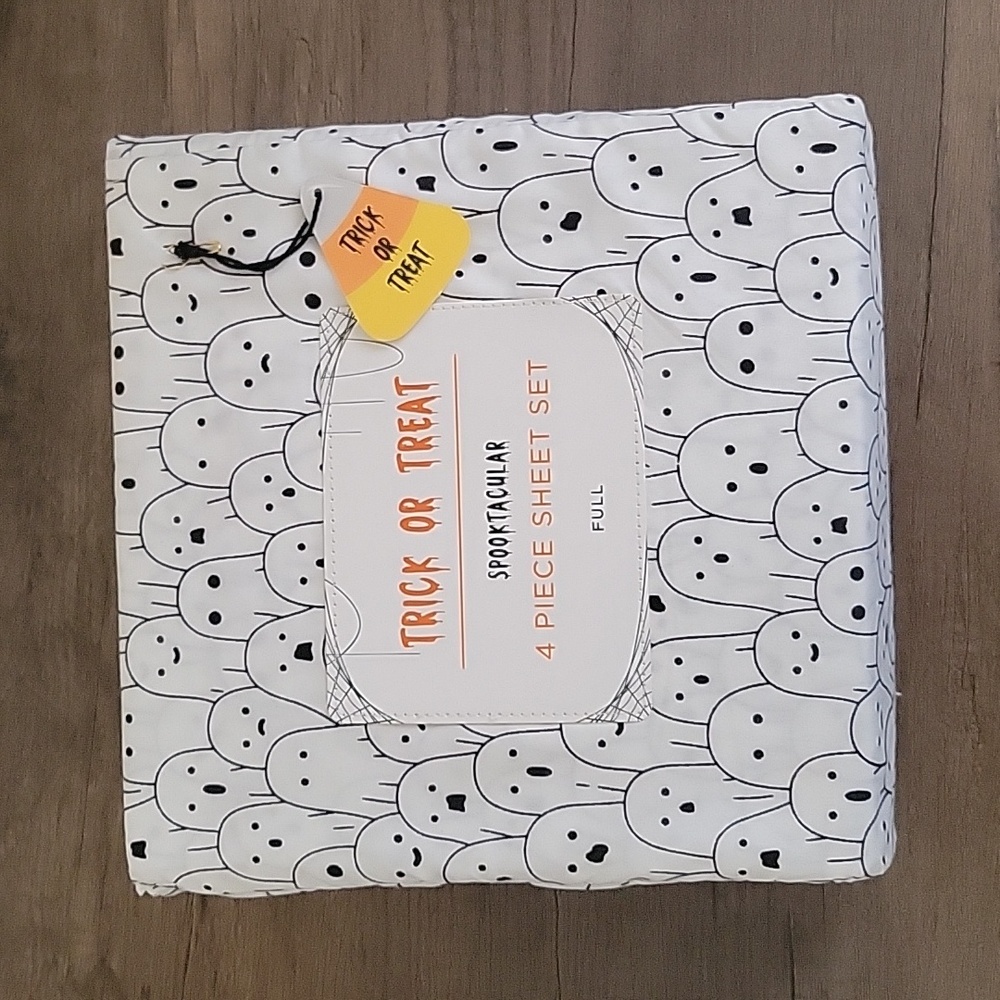 NEW Full Size Ghost Trick or Treat Spooktacular Ghosts Halloween Sheet Set